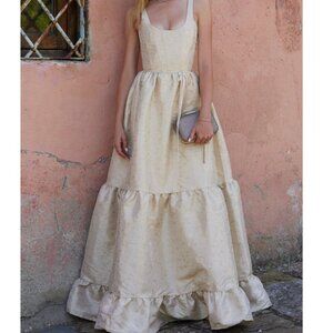 V.Chapman The Avery Dress in Taupe Duchess